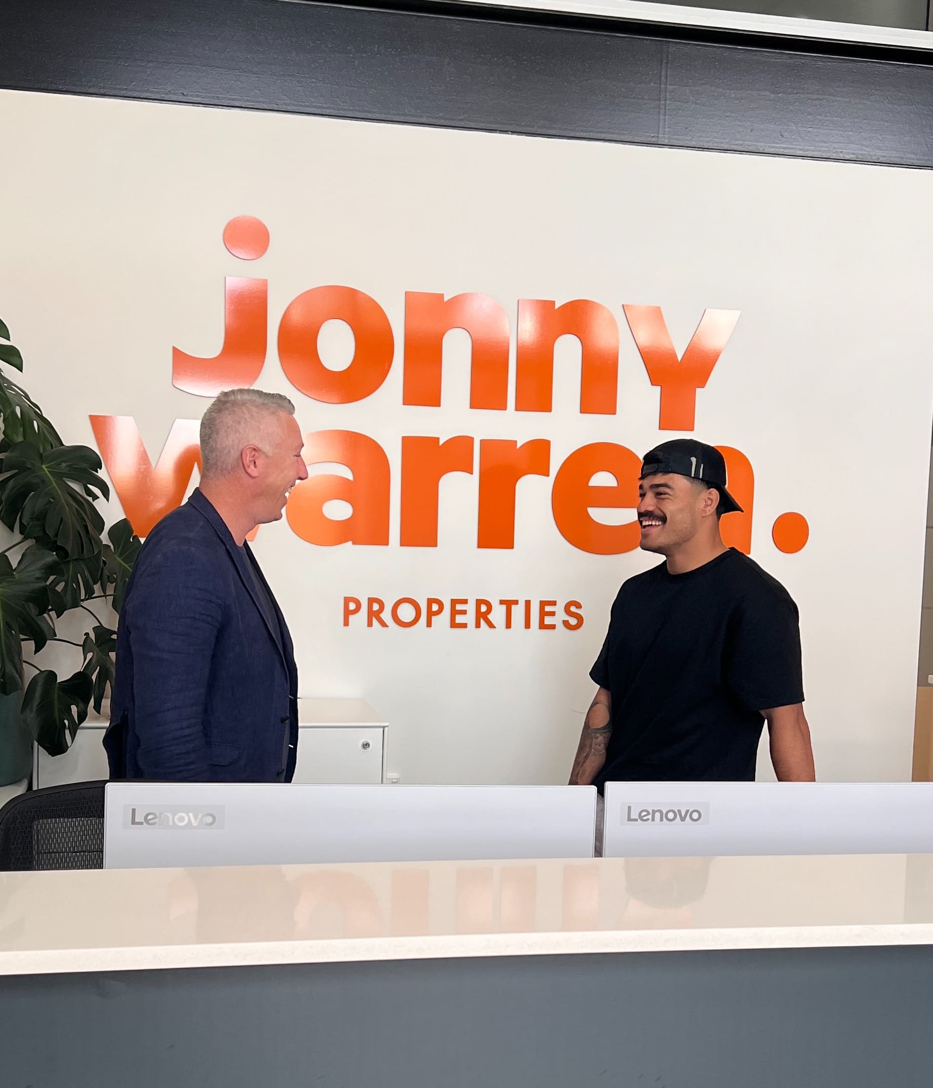 Image of Canberra Raiders Star Matt Timoko and Benny Power of Jonny Warren Buyers Agency